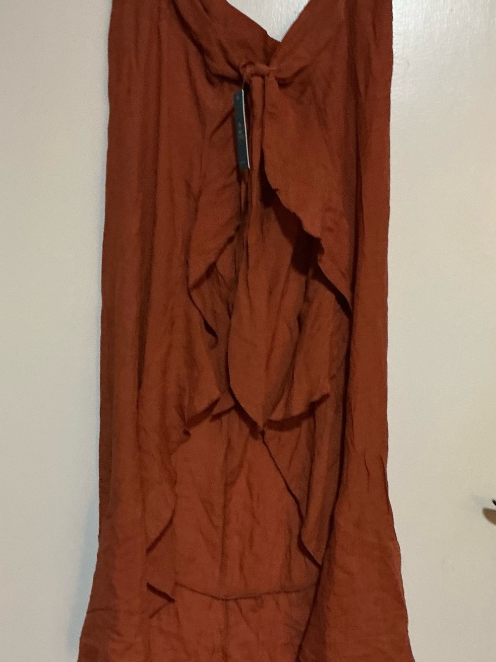 Rust Ruffle Front Wrap- Women